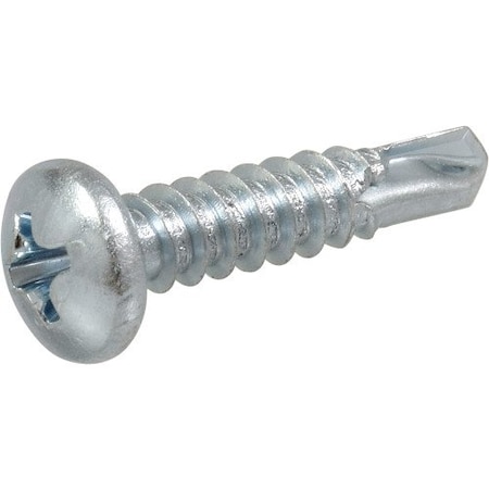 Hillman Self-Drilling Screw, #8-32 x 3/4 in, Zinc Plated Steel Pan Head Phillips Drive 41508